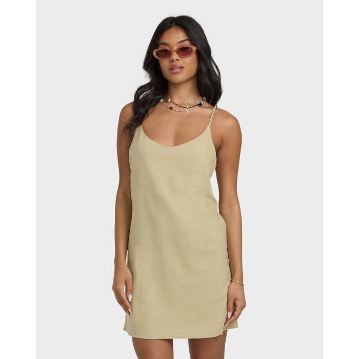 散らし広告ボン Billabong 【 Womens Summer Love Mini Dress Womens Green Ash 】 レディース Summer 夏時 御召しもの レディース green 緑・緑であること