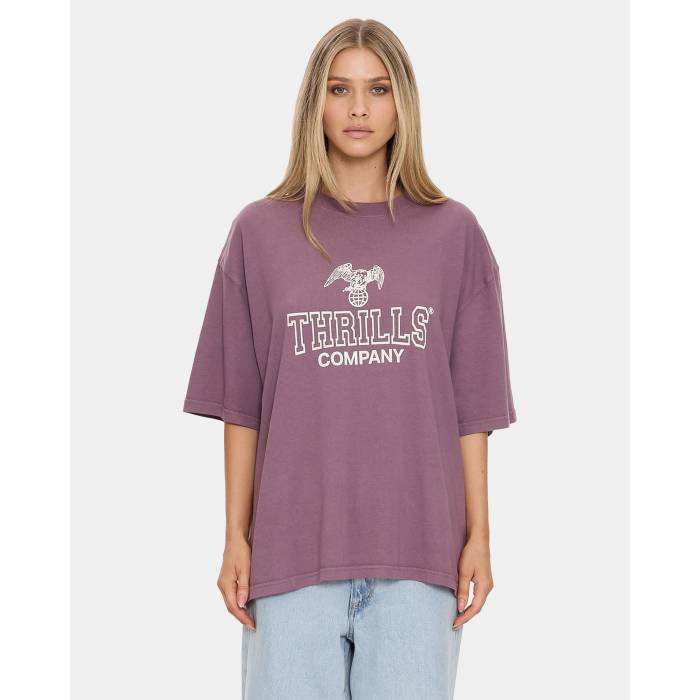 Thrills 【 Womens Break Point Oversized T-Shirt Womens Vintage Mauve 】 レディース Tシャツ レディース vintage ビンテージ・ヴィンテージ