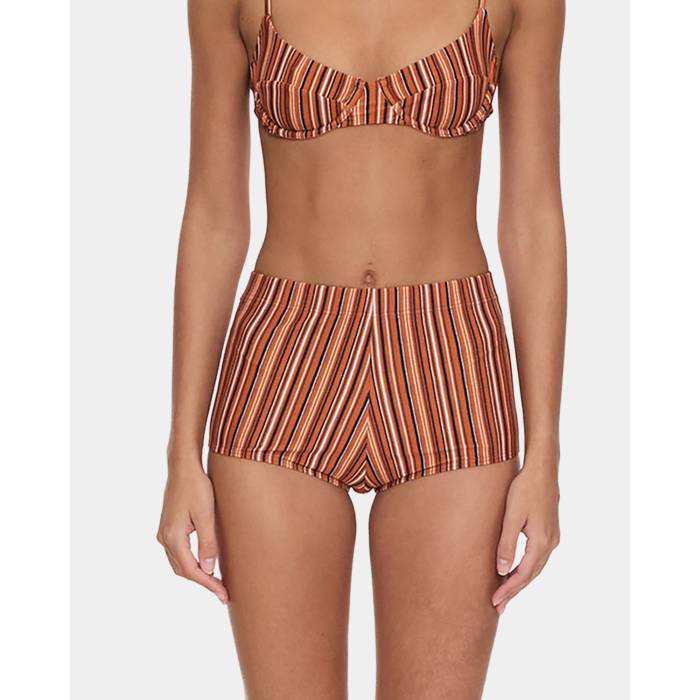 【★百貨店SALE★6/11真夜中2時迄】Thrills 【 Womens After Sun Stripe Boy Leg Bikini Bottom Womens Burnt Orange 】 レディース Stripe 縞模様 ズボン ボトムス レディース orange 橙・オレンジ色