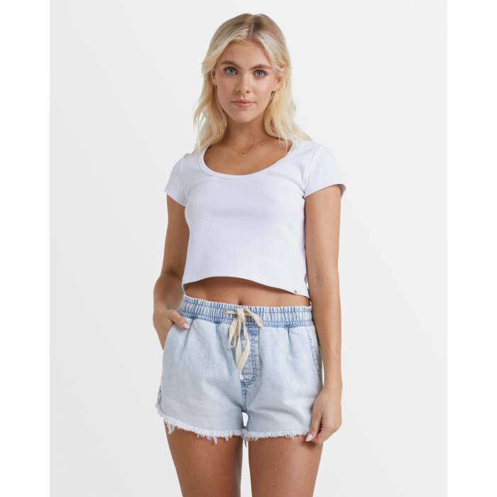 【★百貨店SALE★6/11真夜中2時迄】散らし広告ボン Billabong 【 Womens Coastline Denim Shorts Womens Acid Rinse 】 レディース ジーンズ さる股引き レディース