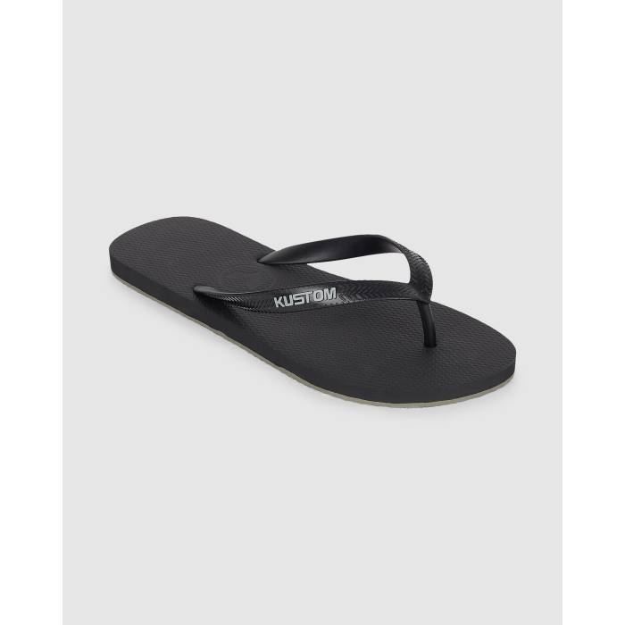 Kustom 【 Mens Blend Base Thongs Mens Black Grey 】 メンズ メンズ 黒いこと 黒いこと 薄墨色 薄墨色 ビーチサンダル-靴