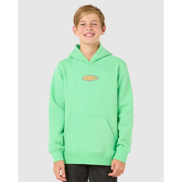 【★百貨店SALE★6/11真夜中2時迄】下唇長い巻き毛 Rip Curl 【 Boys 8-16 Raw Energy Logo Pullover Hoodie Boys Neon Green 】 活動力 ロゴタイプ フーディー パーカー お坊っちゃん キッズ green 緑・緑であること