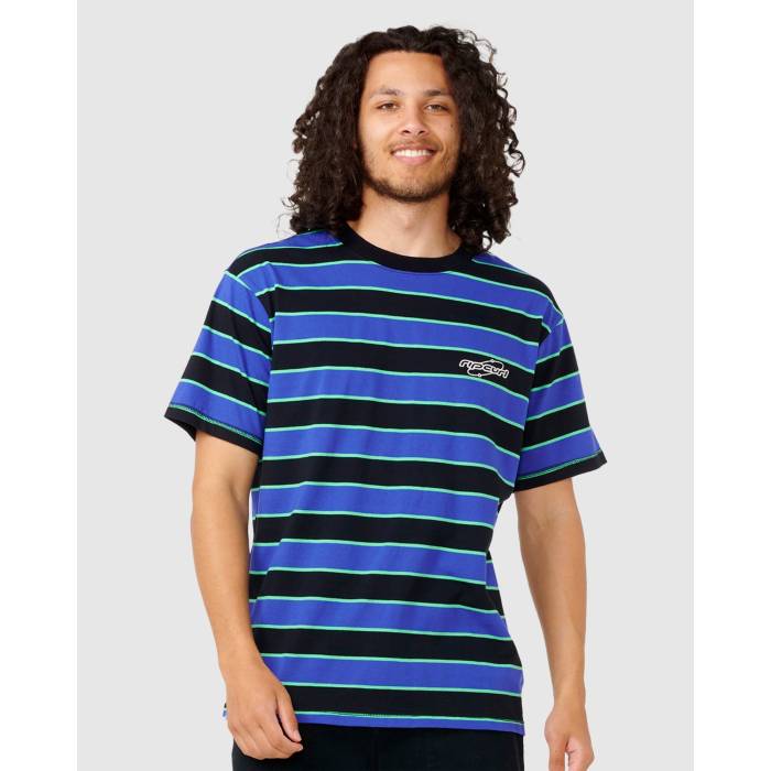 【★百貨店SALE★6/11真夜中2時迄】下唇長い巻き毛 Rip Curl 【 Mens Archive Supercomp Stripe T-Shirt Mens Wild Berry 】 メンズ Stripe 縞模様 ティーシャツ メンズ wild ワイルド