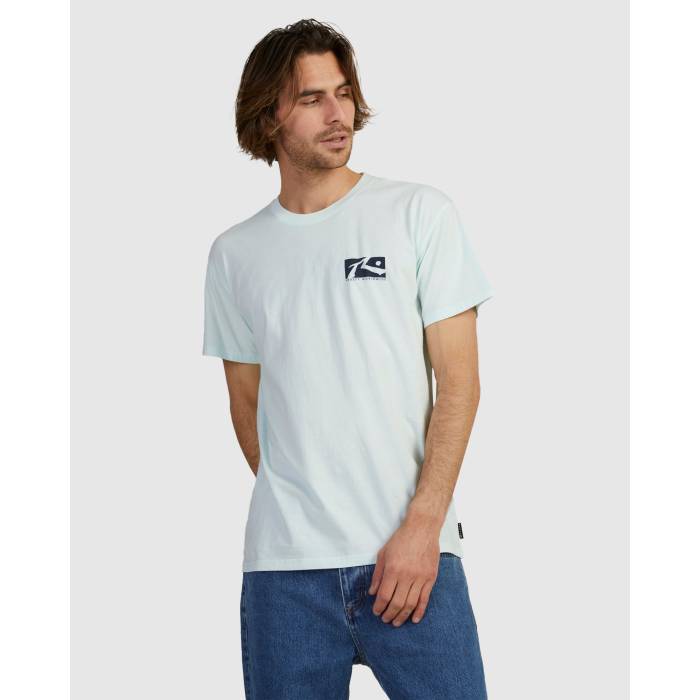 【★百貨店SALE★6/11真夜中2時迄】ラスティ Rusty 【 Mens One Hit Boxed In Short Sleeve T-Shirt Mens Blue Glass 】 メンズ Sleeve 衣袂 ティーシャツ メンズ 青碧 青碧