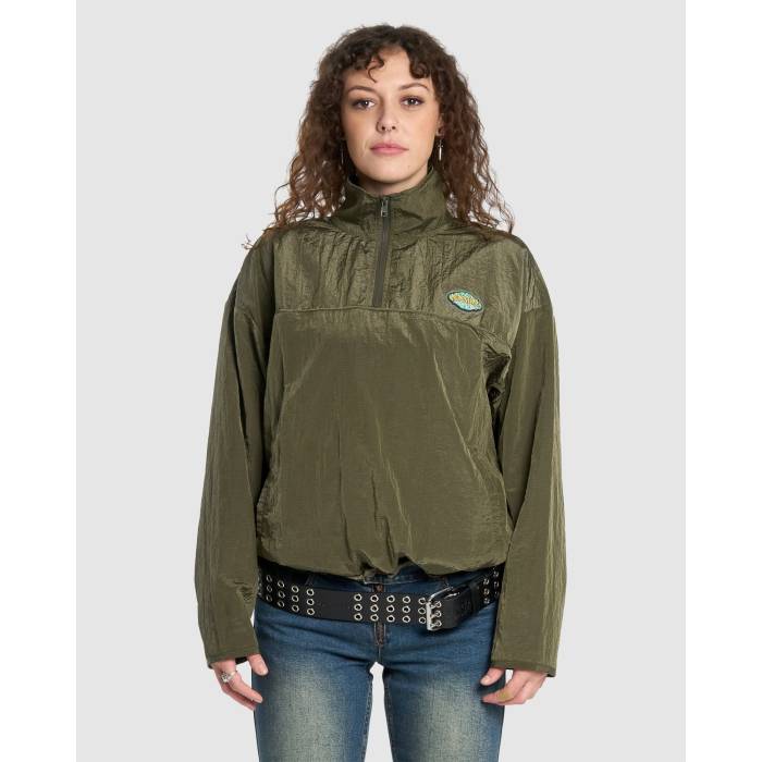 Worship 【 Womens Stained Quarter Zip Nylon Jacket Womens Stone Grey 】 レディース ナイロン Jacket ジャケット レディース 灰色 グレー|スニケス