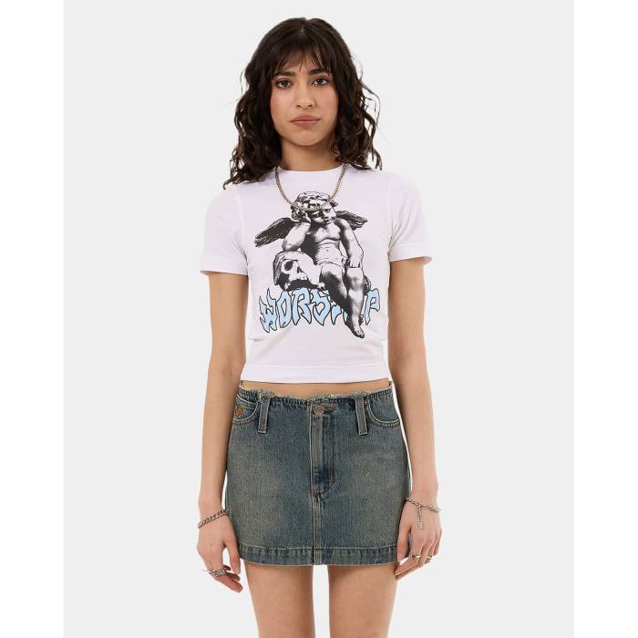 Worship 【 Womens Mortality Slim Fit T-Shirt Womens White 】 レディース slim スリム Tシャツ レディース 白色 ホワイト