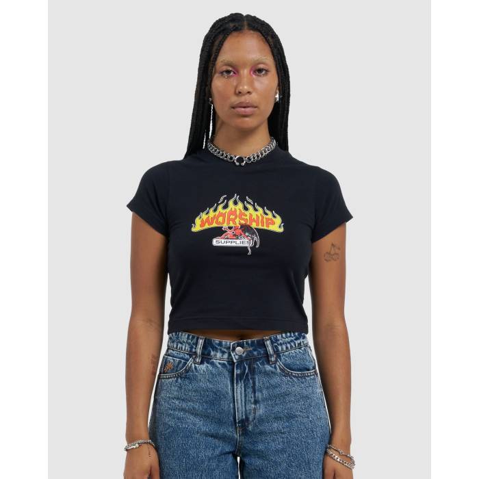 Worship 【 Womens Rest Stop Teeny T-Shirt Womens Black 】 レディース Tシャツ レディース 黒色 ブラック