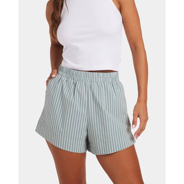 Nunui 【 Womens Devon Stripe Shorts Womens Green Stripe 】 レディース Stripe 縞模様 さる股引き レディース green 緑・緑であること Stripe 縞模様