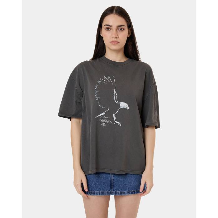 Thrills 【 Womens Speed Metal Oversized T-Shirt Womens Merch Black 】 レディース Speed 素早さ 金属元素 プルオーバー レディース 黒いこと 黒いこと
