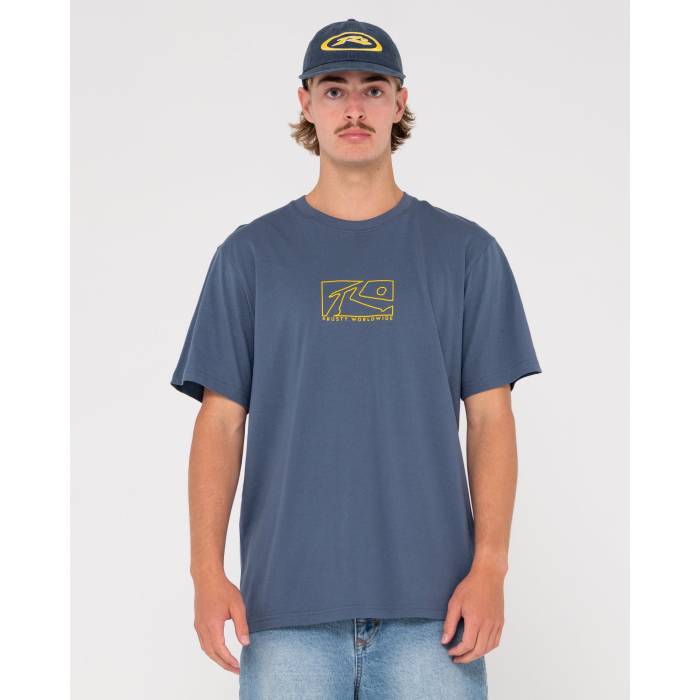 ラスティ Rusty 【 Mens Boxed Out Centre Front T-Shirt Mens China Blue 】 メンズ Tシャツ メンズ 青色 ブルー
