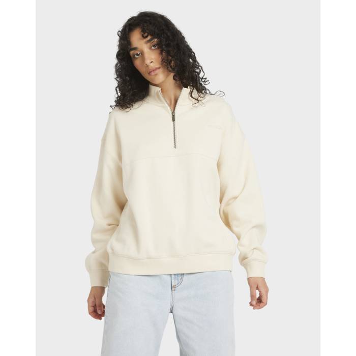 【★百貨店SALE★6/11十二時2時迄】ルーカ Rvca 【 Womens  1/4 Zip Fleece Pullover Sweatshirt Womens Natural 】 レディース フリース 汗水 調教師 レディース 自然的