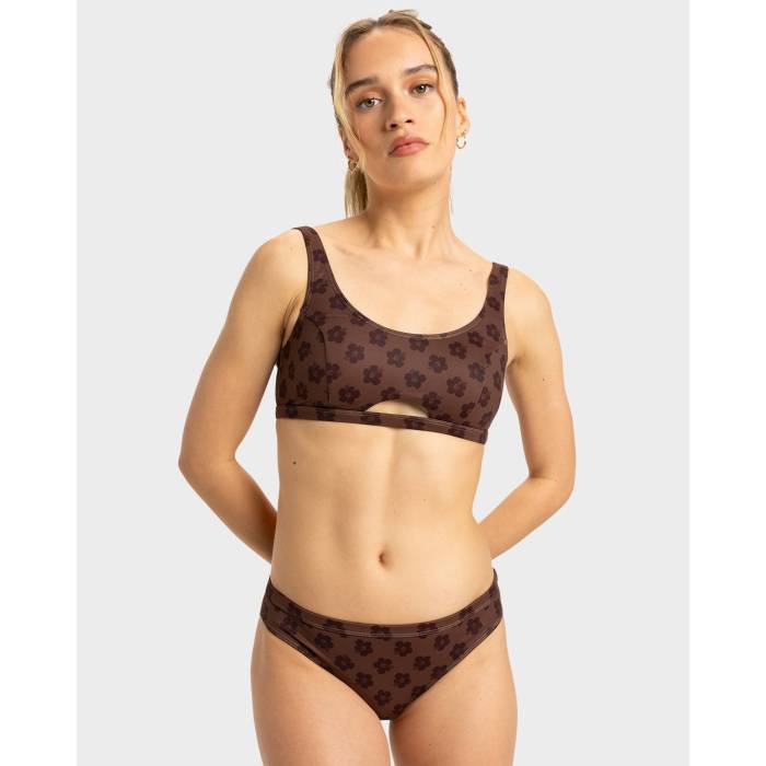 【★百貨店SALE★6/11真夜中2時迄】ロキシー Roxy 【 Womens  Pro The Take Off Bikini Bottom Womens Chocolate Plum Polkabiscus 】 レディース 労働者階級 ズボン ボトムス レディース
