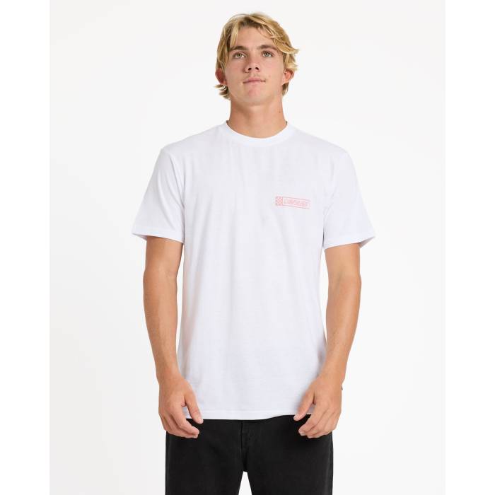 クイックしろがね色 Quiksilver 【 Mens Down The Line T-Shirt Mens White 】 メンズ 落ちこむ プルオーバー メンズ 白いこと 白いこと