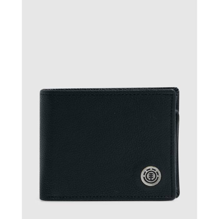 エレメント Element 【 Mens Icon Leather Bi-Fold Wallet Mens Flint Black 】 メンズ アイコン レザー Wallet ウォレット・財布 メンズ 黒色 ブラック|スニケス