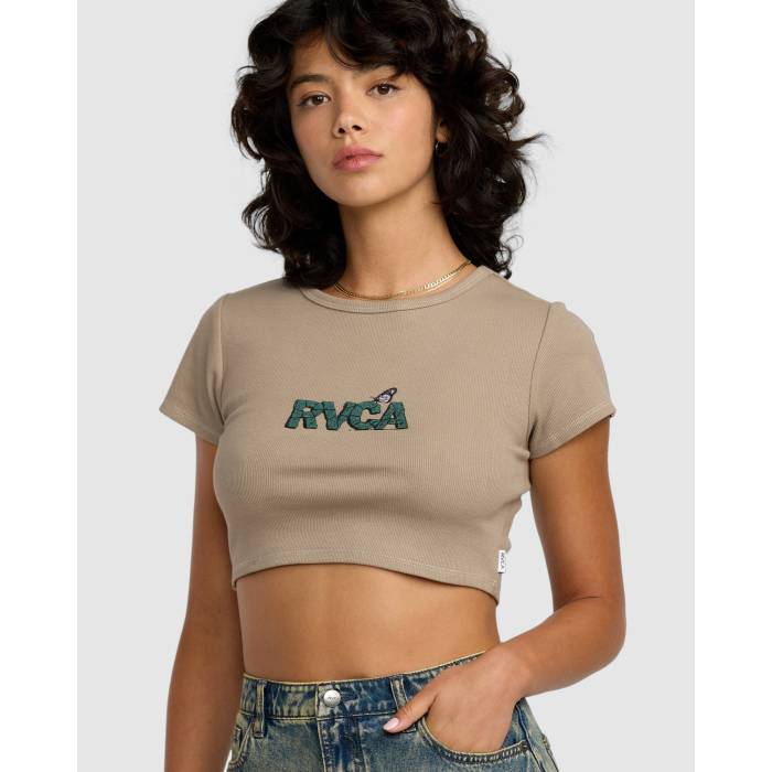 【★百貨店SALE★6/11真夜中2時迄】ルーカ Rvca 【 Womens Stoned Half T-Shirt Womens Desert Taupe 】 レディース 二分の一 ティーシャツ レディース