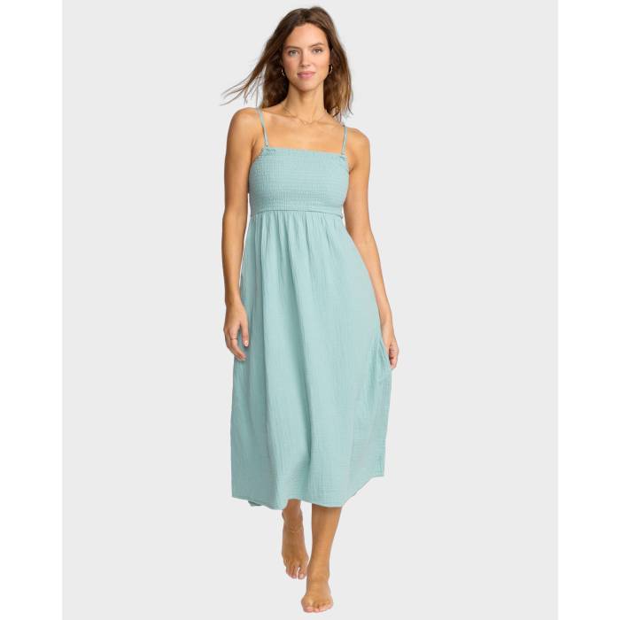 【★百貨店SALE★6/11真夜中2時迄】散らし広告ボン Billabong 【 Womens Off The Coast Midi Dress Womens Blue Fog 】 レディース 御召しもの レディース 青碧 青碧