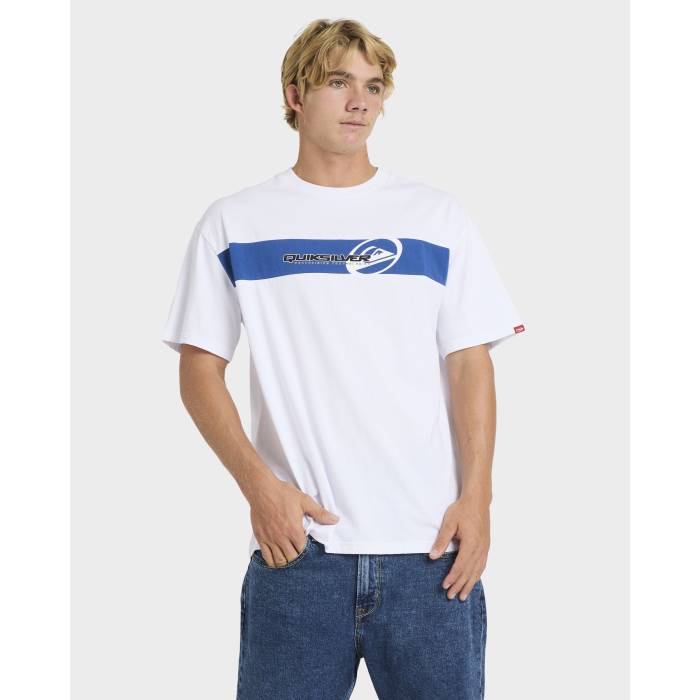 クイックシルバー Quiksilver 【 Mens Tilt Panel Knit T-Shirt Mens White 】 メンズ ニット Tシャツ メンズ 白色 ホワイト