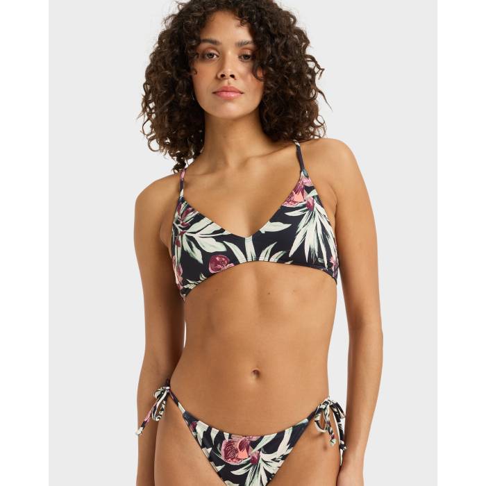 【★百貨店SALE★6/11真夜中2時迄】ロキシー Roxy 【 Womens Pt Beach Classics Strappy Bikini Top Womens Anthracite Wind Swept Floral 】 レディース レディース