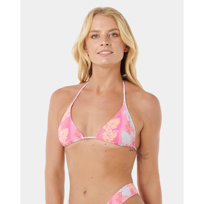 【★百貨店SALE★6/11真夜中2時迄】下唇長い巻き毛 Rip Curl 【 Womens Waikiki Keepsakes Sliding Tri Bikini Top Womens Pink 】 レディース レディース pink さくら色