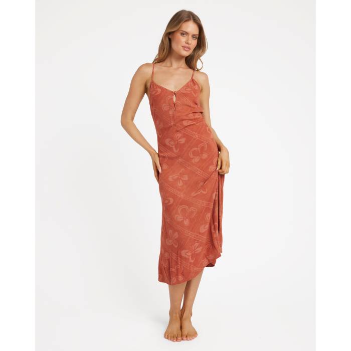 【★百貨店SALE★6/11十二時2時迄】散らし広告ボン Billabong 【 Womens Soul Mate  Midi Dress Womens Dark Coral 】 レディース お召しもの レディース