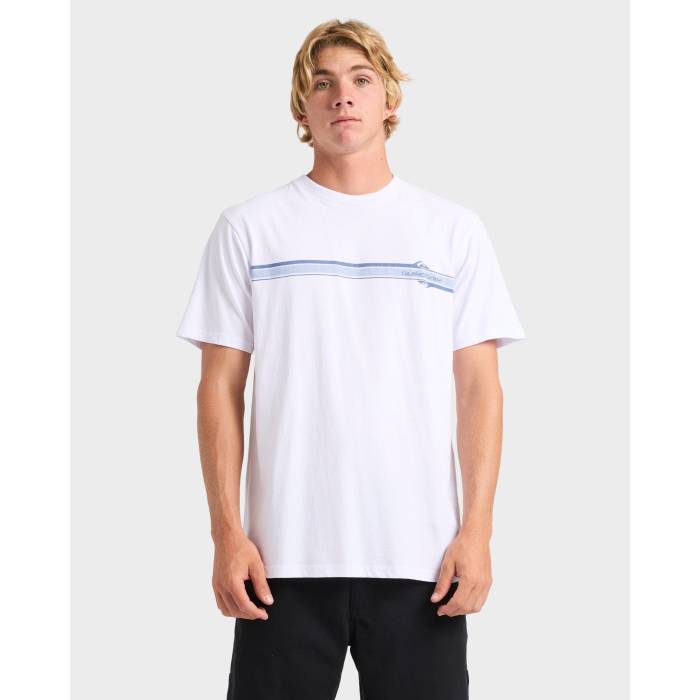 クイックシルバー Quiksilver 【 Mens Line Up Stripe T-Shirt Mens White 】 メンズ Stripe ストライプ Tシャツ メンズ 白色 ホワイト
