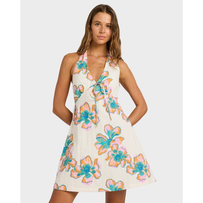 【★百貨店SALE★6/11真夜中2時迄】散らし広告ボン Billabong 【 Womens Sweet Escape Halter Mini Dress Womens Salt Crystal 】 レディース 御召しもの レディース