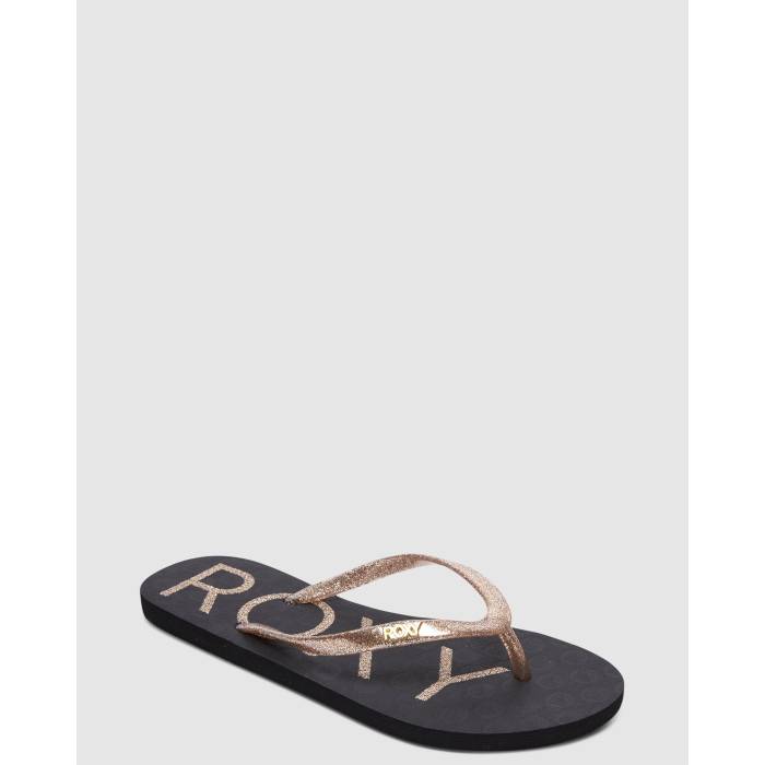 ロキシー Roxy 【 Womens Viva Sparkle Thongs Womens Black/Gold 】 レディース レディース 黒色 ブラック ゴールド