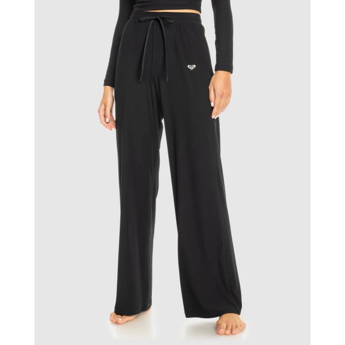 ロキシー Roxy 【 Womens Rise & Vibe Rib Wide Leg Pants Womens Anthracite 】 レディース ライズ バイブ レディース