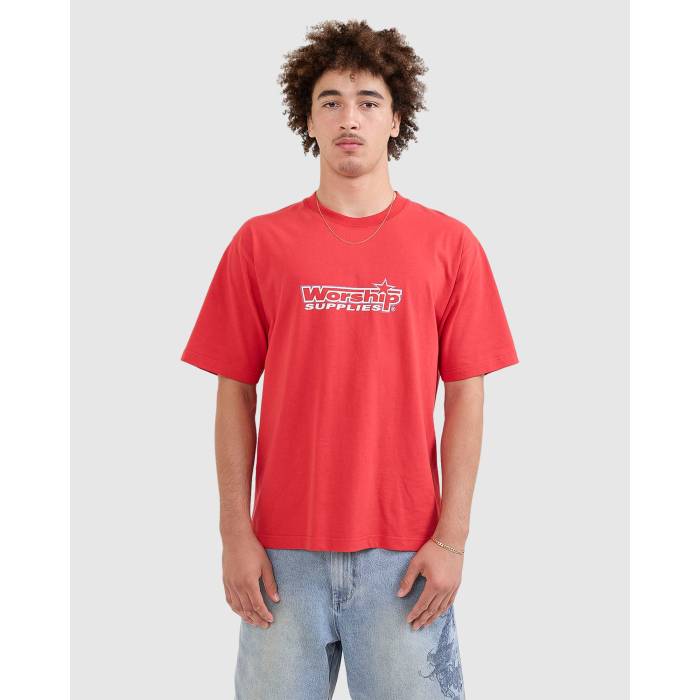 【★百貨店SALE★6/11真夜中2時迄】Worship 【 Mens Push Off T-Shirt Mens Red 】 メンズ ティーシャツ メンズ Red 赤・赤いこと