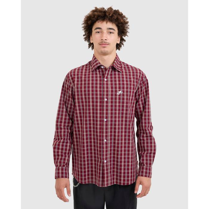Worship 【 Mens Cherub Pocket Long Sleeve Shirt Mens Red 】 メンズ Sleeve スリーブ メンズ Red 赤・レッド