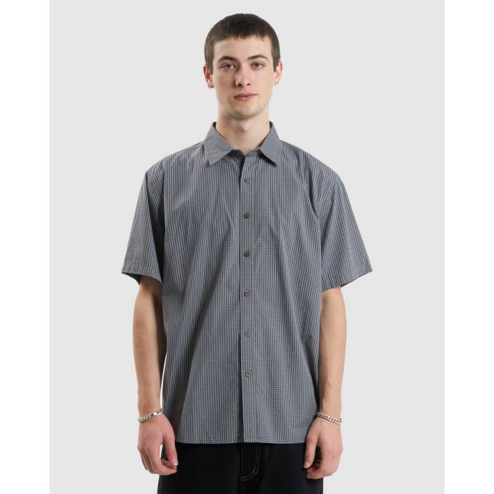 Thrills 【 Mens Cortex Short Sleeve Shirt Mens Army Blue 】 メンズ コーテックス Sleeve スリーブ メンズ アーミー 青色 ブルー