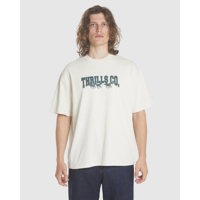 Thrills 【 Mens Chariot Rides On Box Fit Oversized T-Shirt Mens Heritage White 】 メンズ ボックス席 プルオーバー メンズ 白いこと 白いこと