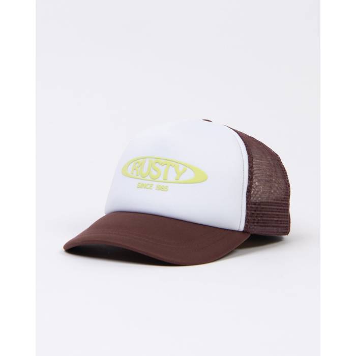 【★百貨店SALE★6/11夜夜中2時迄】ラスティ Rusty 【 Womens Bless You Trucker Cap Womens Cappuccino 】 レディース トラッカー 旗がしら かぶり笠 レディース