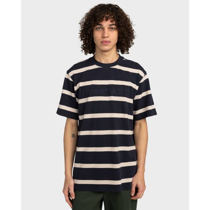 【★百貨店SALE★6/11真夜中2時迄】化学元素 Element 【 Mens Yacht Club Stripped T-Shirt Mens Oat Milk/Eclipse Navy 】 メンズ レーシングヨット 野球クラブ ティーシャツ メンズ 紺色 米国海軍