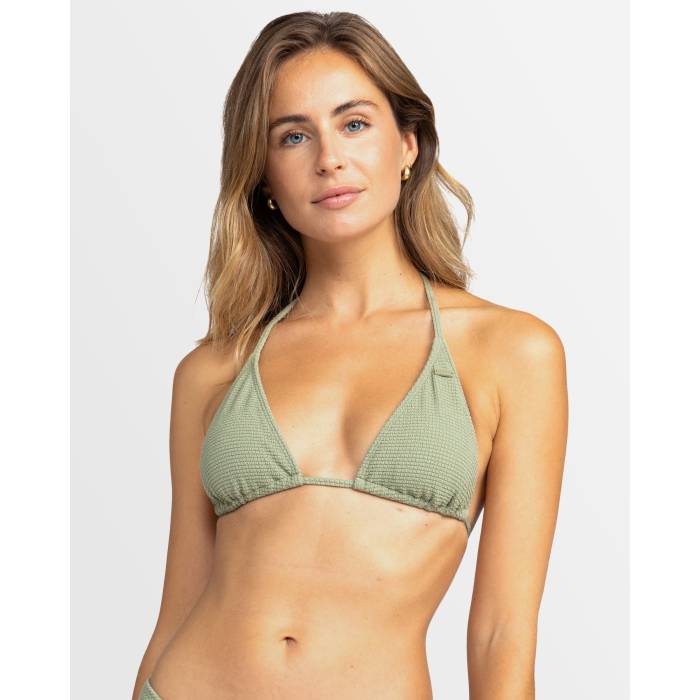 ロキシー Roxy 【 Womens Essaouira Halter Tiki Tri Bikini Top Womens Oil Green 】 レディース レディース green 緑・グリーン