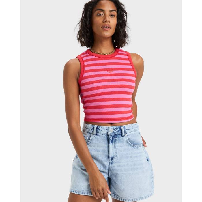 ロキシー Roxy 【 Womens Iconic Days Stripes Tank Top Womens Tomato Iconic Day Stripe 】 レディース タンクトップ レディース Stripe ストライプ