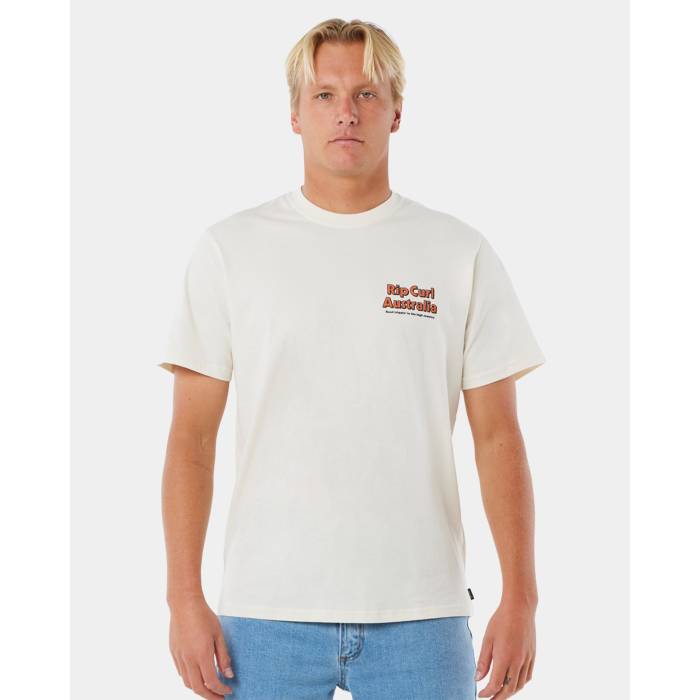 【★百貨店SALE★6/11十二時2時迄】下唇長い巻き毛 Rip Curl 【 Mens Australia Fun Times T-Shirt Mens Bone 】 メンズ プルオーバー メンズ