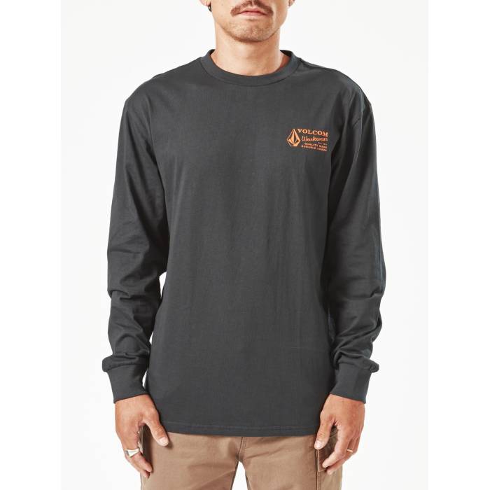 【★百貨店SALE★6/11十二時2時迄】ボルコム Volcom 【 Mens Workwear Long Sleeve T-Shirt Mens Black 】 メンズ Sleeve 捩り プルオーバー メンズ 黒いこと 黒いこと