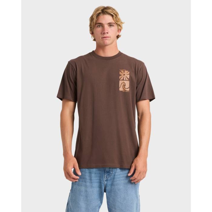 【★百貨店SALE★6/11真夜中2時迄】クイックしろがね色 Quiksilver 【 Mens Hazey Days T-Shirt Mens Chocolate Brown 】 メンズ ティーシャツ メンズ 赤銅色 赤銅色