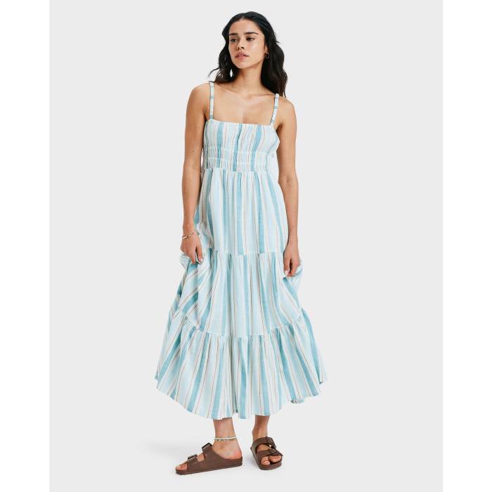【★百貨店SALE★6/11真夜中2時迄】ロキシー Roxy 【 Womens Sunshine Coast Midi Dress Womens Egret Carver Stripe 】 レディース 御召しもの レディース Stripe 縞模様