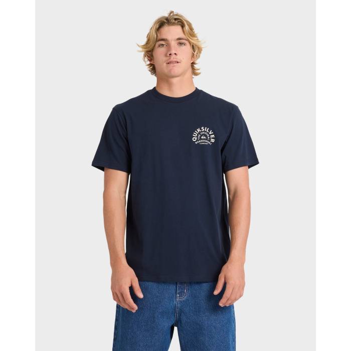 【★百貨店SALE★6/11真夜中2時迄】クイックしろがね色 Quiksilver 【 Mens On Target T-Shirt Mens Dark Navy 】 メンズ ティーシャツ メンズ 紺色 米国海軍