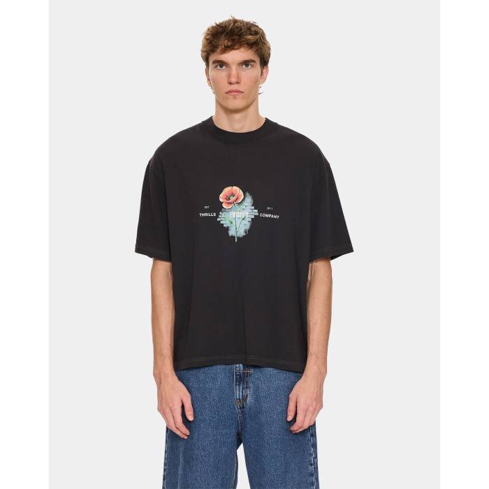 Thrills 【 Mens Deadly Popular Oversized T-Shirt Mens Faded Black 】 メンズ Tシャツ メンズ 黒色 ブラック