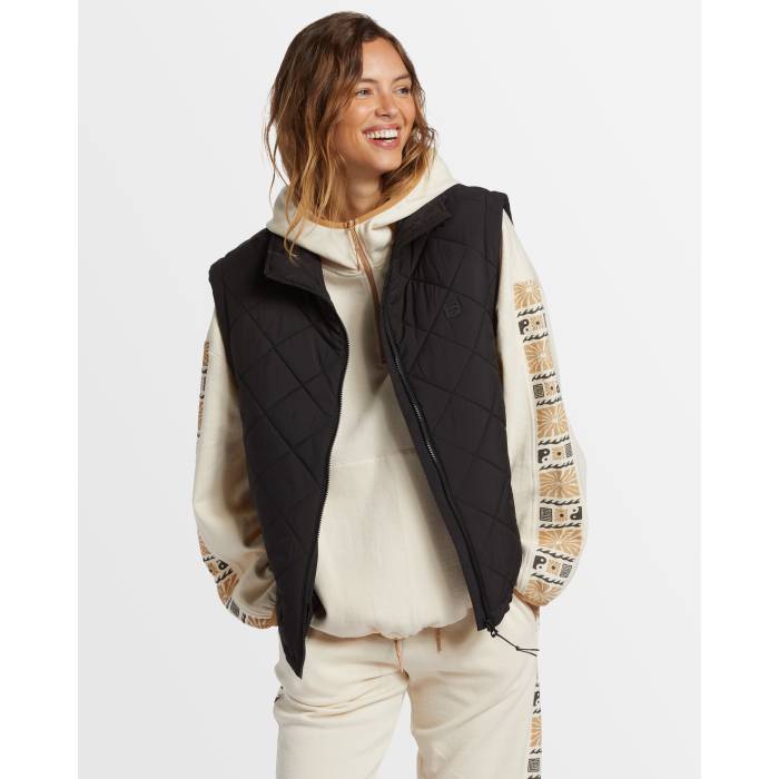 【★百貨店SALE★6/11真夜中2時迄】散らし広告ボン Billabong 【 Womens Transport Puffer Vest Womens Black 】 レディース より良い レディース 黒いこと 黒いこと