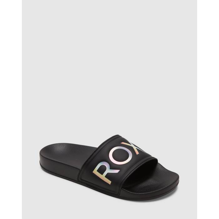 【★百貨店SALE★6/11真夜中2時迄】ロキシー Roxy 【 Womens Slippy Ii Slides Womens Black Geo 】 レディース レディース 黒いこと 黒いこと
