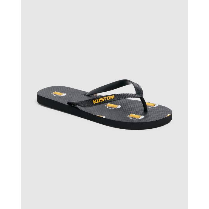 Kustom 【 Mens Blend Base Thongs Mens Black/Yellow 】 メンズ メンズ 黒いこと 黒いこと yellow 黄味がかった・黄み サンダル-メンズ靴