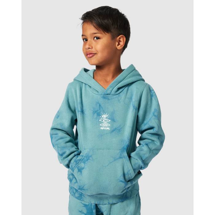 上唇長い巻き毛 Rip Curl 【 Boys 8-16 Grom Energy Tie Dye Pullover Hoodie Boys Blue Lagoon 】 活動力 タイ フーディー パーカー 御坊っちゃん キッズ 青味 青み