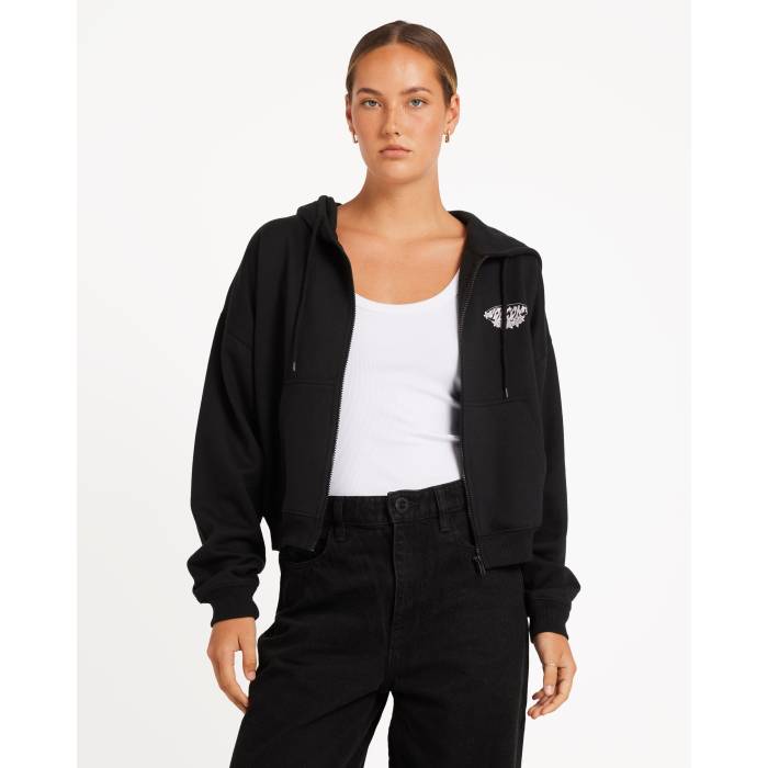 【★百貨店SALE★6/11真夜中2時迄】ボルコム Volcom 【 Womens Get Up Zip Up Hoodie Womens Black 1 】 レディース フーディー パーカー レディース 黒いこと 黒いこと