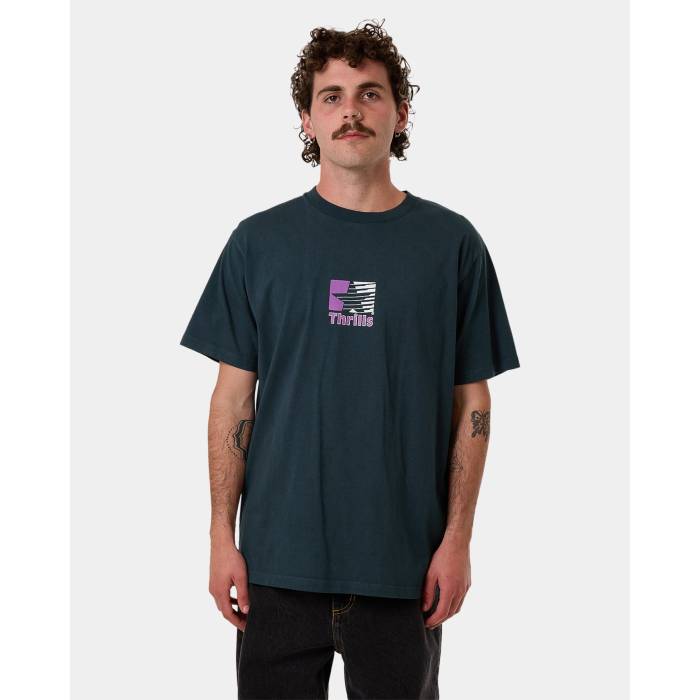 Thrills 【 Mens Hazed Merch Fit T-Shirt Mens Deep Teal 】 メンズ プルオーバー メンズ ディープ