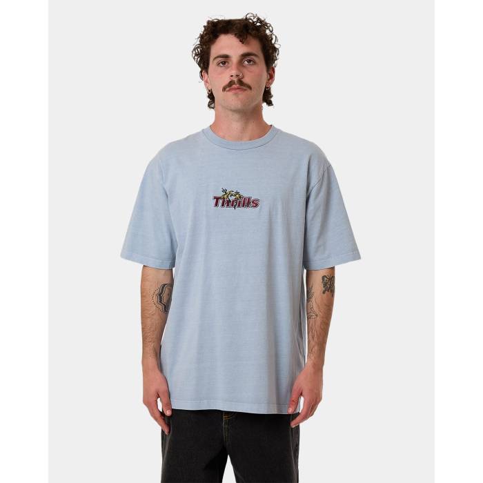 【★百貨店SALE★6/11真夜中2時迄】Thrills 【 Mens Solace Of Nature Oversized T-Shirt Mens Blue Fog 】 メンズ ティーシャツ メンズ 青碧 青碧