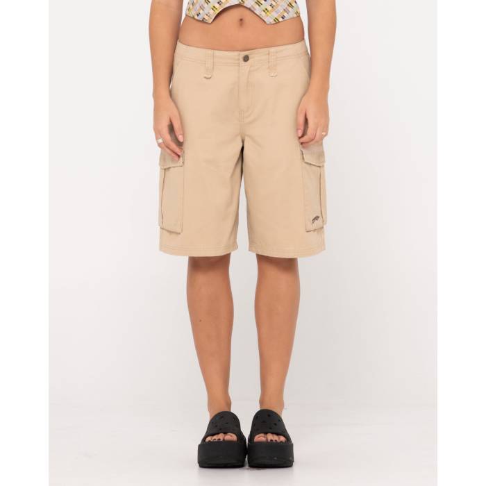 ラスティ Rusty 【 Womens Tank Girl Low Rise Loose Fit Cargo Shorts Womens Oatmilk 】 レディース タンクトップ ライズ カーゴ ショーツ レディース